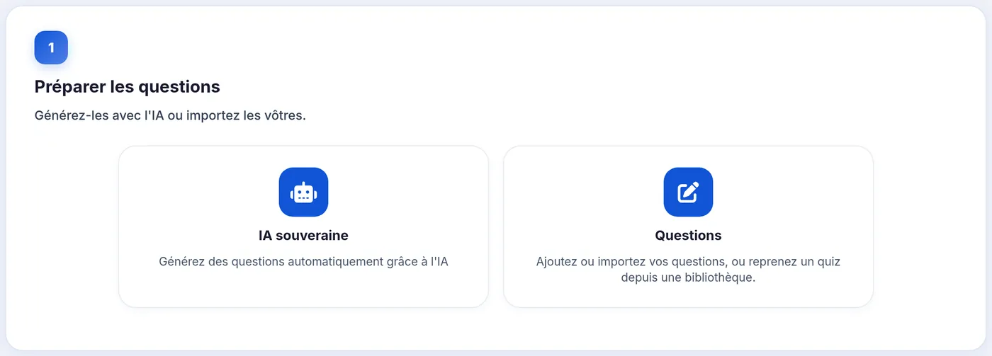 Etape 1 : les deux blocs IA souveraine et Questions