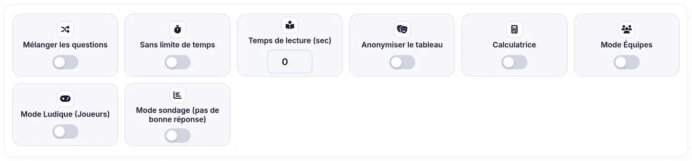 Options du mode Classique