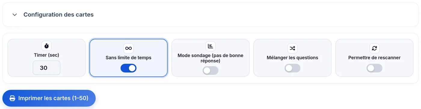 Options du mode Scan